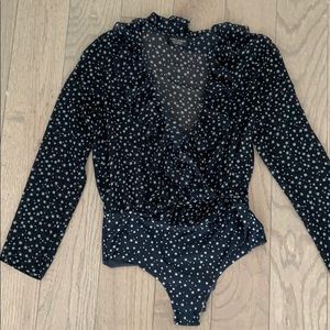 Sheer never worn body suit with baby blue stars